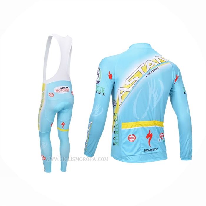 2013 Ropa Ciclismo Astana Azul Claro Mangas Largas y Culotte Lunga